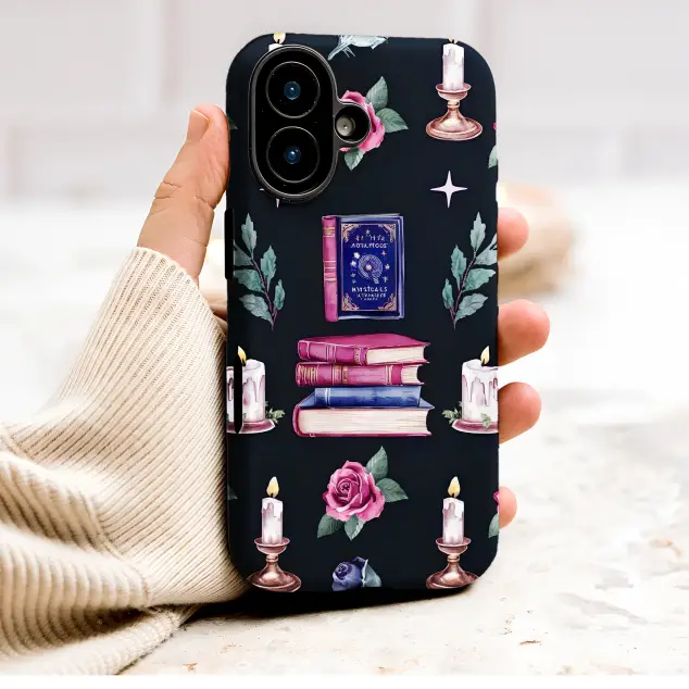 Dark Academia Mystic Roses and Books Design Phone Case Cover for iPhone 17 Pro Max 16 15 Plus 14 13 Mini Samsung S25 S24 Pixel 10 9 9200