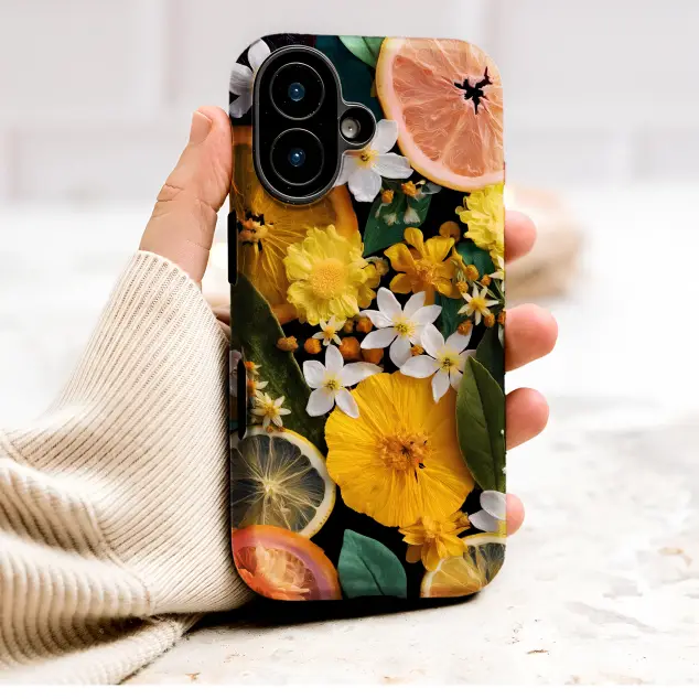 Dark Botanical Citrus Floral Collage Art Phone Case Cover for iPhone 17 Pro Max 16 15 Plus 14 13 Mini Samsung S26 S25 Google Pixel 10 9 9610
