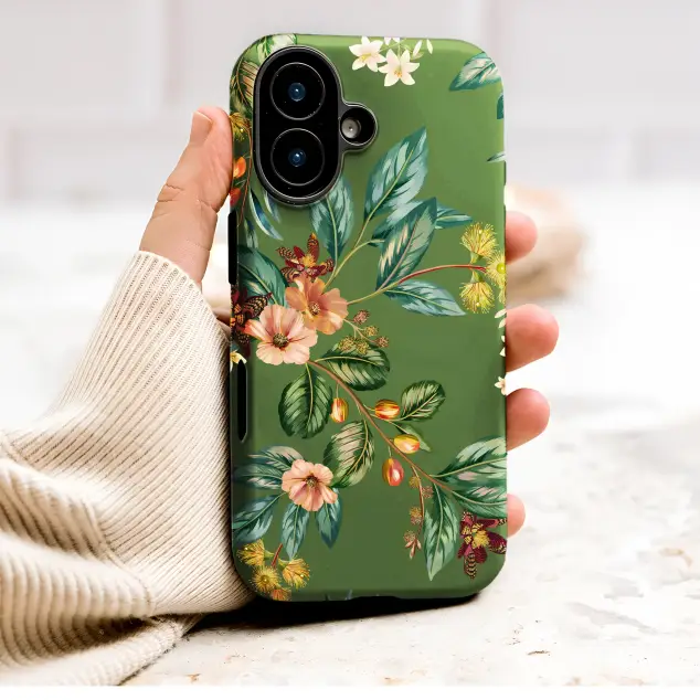 Dark Botanical Garden Floral Leaf Print Phone Case Cover for iPhone 17 Pro Max 16 15 Plus 14 13 Mini Samsung S26 S25 Google Pixel 10 9 9754