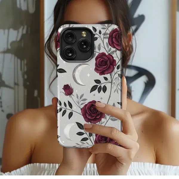 Dark Roses & Crescent Moon
 Phone Case iPhone Samsung Cover Pixel 5716 - Image 1
