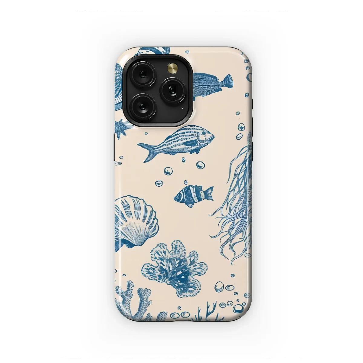Deep Blue Ocean Life Etchings Phone Case iPhone Samsung Cover Pixel 6675 - Image 1