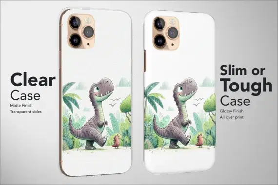 Dinosaur Phone Case Dino T-Rex Animal Landscape Art Cartoon Cover - Image 1