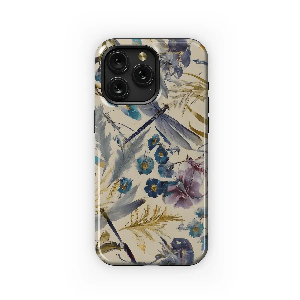 Dragonfly Botanical Silk Scarf Phone Case iPhone Samsung Cover Pixel 3291 - Image 1