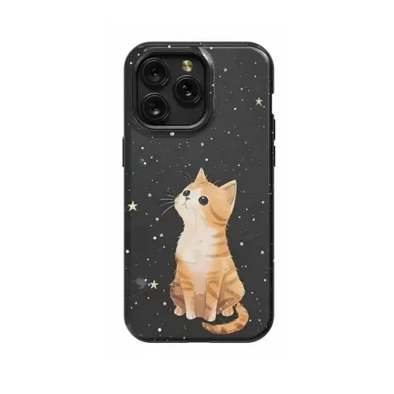 Dreamy Celestial Stars Red Cat Kitty Phone Case iPhone Samsung Pixel & More 328 - Image 1