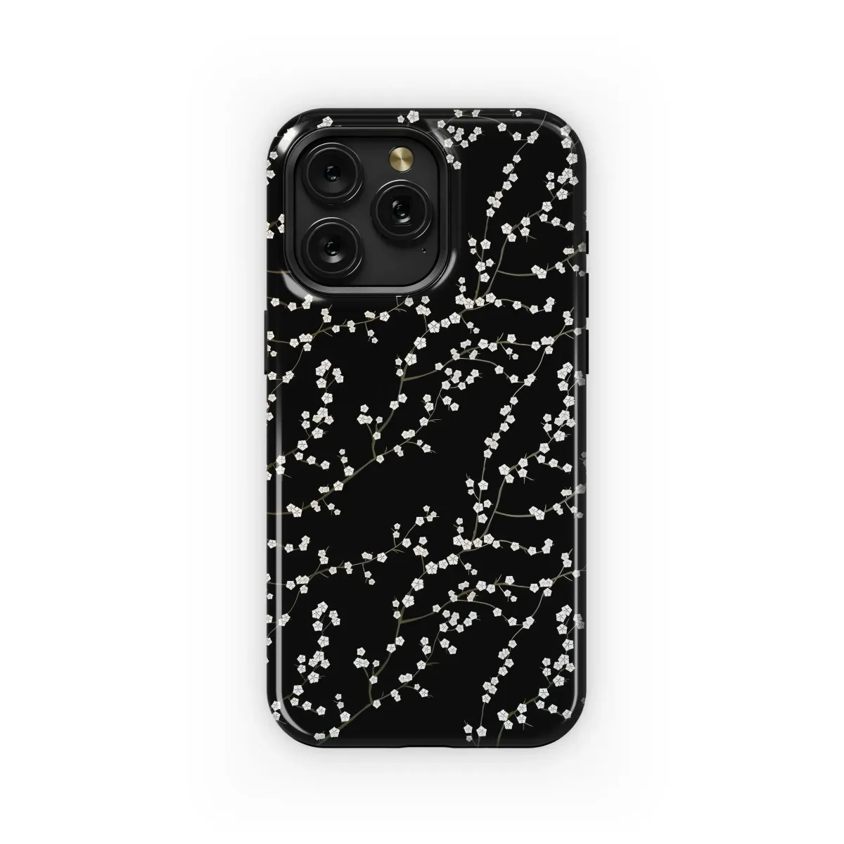 Elegant Cherry Blossom Pattern Black Phone Case iPhone Samsung Cover Pixel 5370 - Image 1