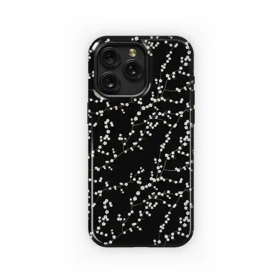 Elegant Cherry Blossom Pattern Black Phone Case iPhone Samsung Cover Pixel 5370 - Image 1