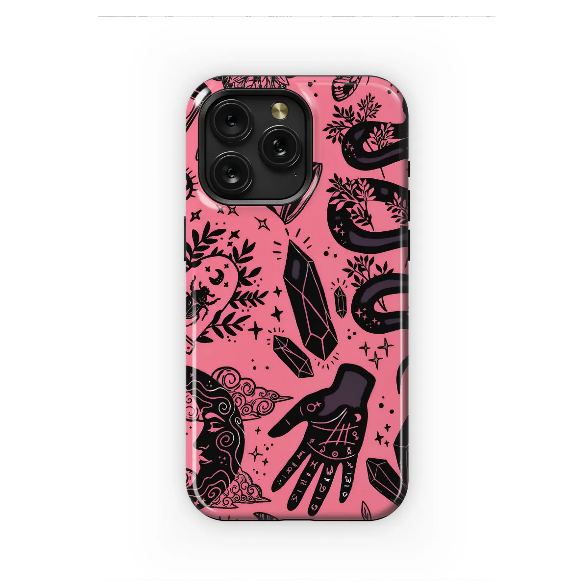 Enchanted Pink Witchy Celestial Pattern Phone Case iPhone Samsung Cover Pixel 7887 - Image 1