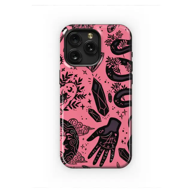 Enchanted Pink Witchy Celestial Pattern Phone Case iPhone Samsung Cover Pixel 7887