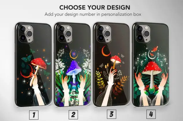 Enchanting Mushroom Hands Phone Case Flower Butterfly Moon Stars Cover