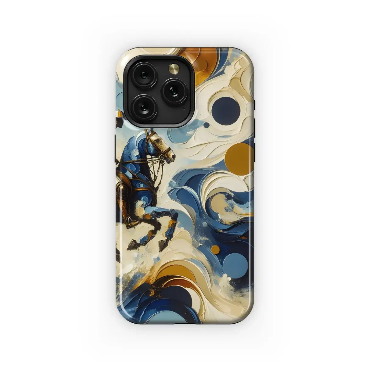 Expressionism Polo Player Blues Gold Phone Case iPhone Samsung Cover Pixel 3414 - Image 1