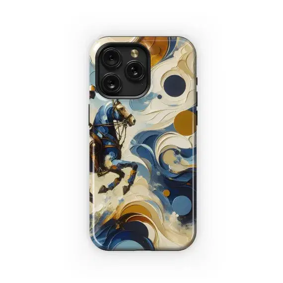 Expressionism Polo Player Blues Gold Phone Case iPhone Samsung Cover Pixel 3414 - Image 1