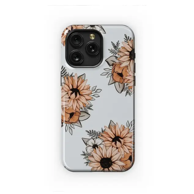 Faded Sunshine, Inked Petals Phone Case iPhone Samsung Cover Pixel 6462