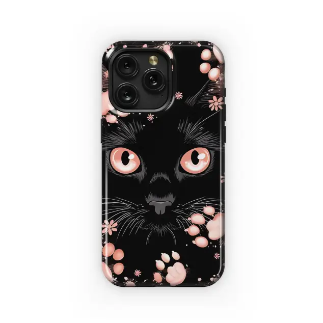 Fantasy Black Cat Pink Paw Phone Case iPhone Samsung Cover Pixel 1739