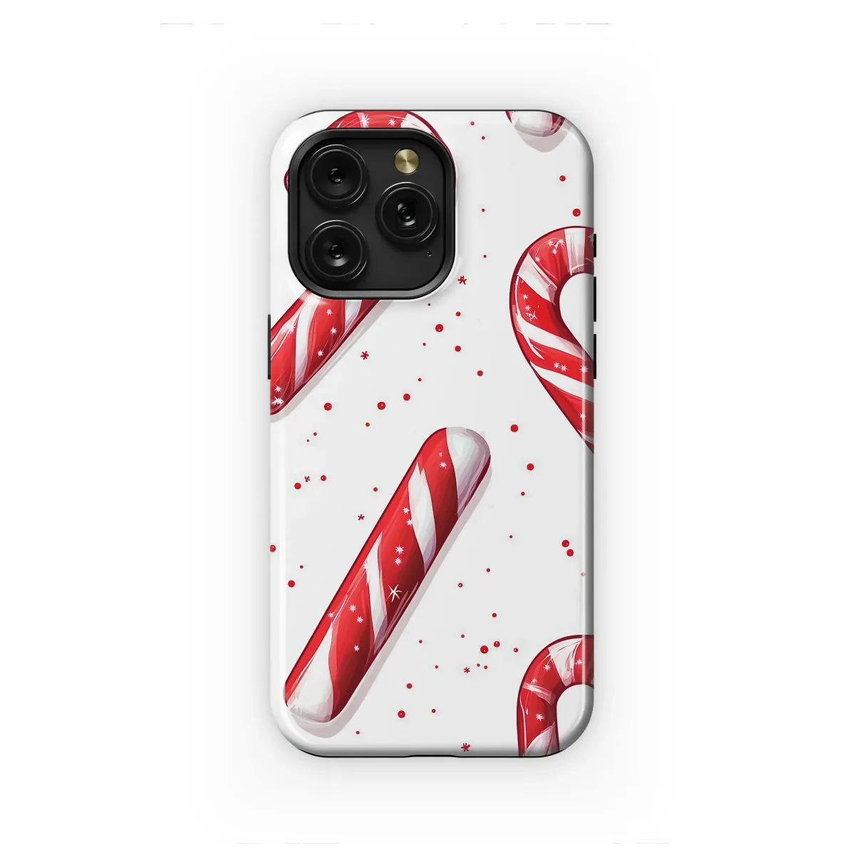 Festive Candy Cane Christmas Pattern Phone Case Cover for iPhone 17 Pro Max 16 15 Plus 14 13 Mini SE Samsung S25 S24 Google Pixel 10 9 8448 - Image 1