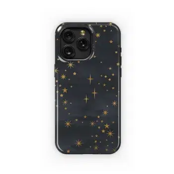 Festive Christmas Black Starry Gold Phone Case iPhone Samsung Cover Pixel 2728 - Image 1