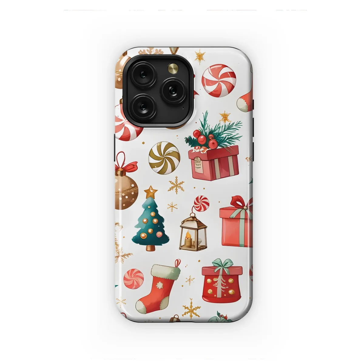 Festive Christmas Collage Holiday Ornament Pattern Phone Case Cover for iPhone 17 Pro Max 16 15 13 Samsung S25 S24 Pixel 8595 - Image 1