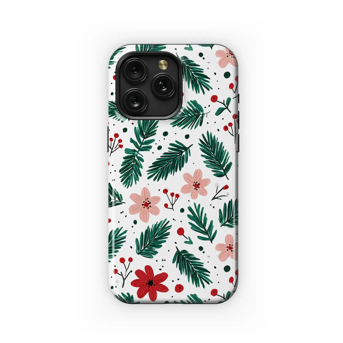Festive Christmas Floral with Pine Branches and Berries Phone Case Cover for iPhone 17 Pro Max 16 15 13 Samsung S25 S24 Pixel 8353 - Image 1