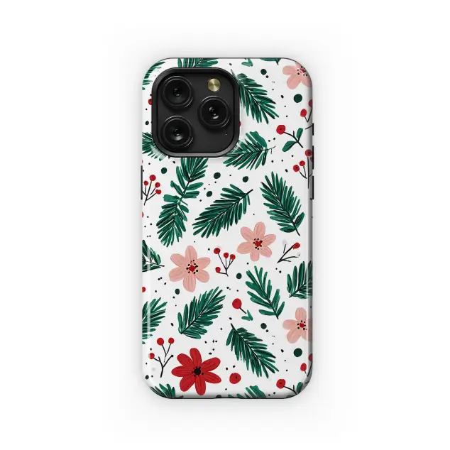 Festive Christmas Floral with Pine Branches and Berries Phone Case Cover for iPhone 17 Pro Max 16 15 13 Samsung S25 S24 Pixel 8353