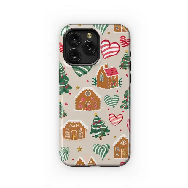 Festive Gingerbread Village Holiday Design Phone Case Cover for iPhone 17 Pro Max 16 15 Plus 14 13 Mini Samsung S25 S24 Pixel 10 9 8459