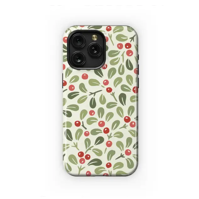 Festive Holly Berry Botanical Art Phone Case iPhone Samsung Cover Pixel 7921