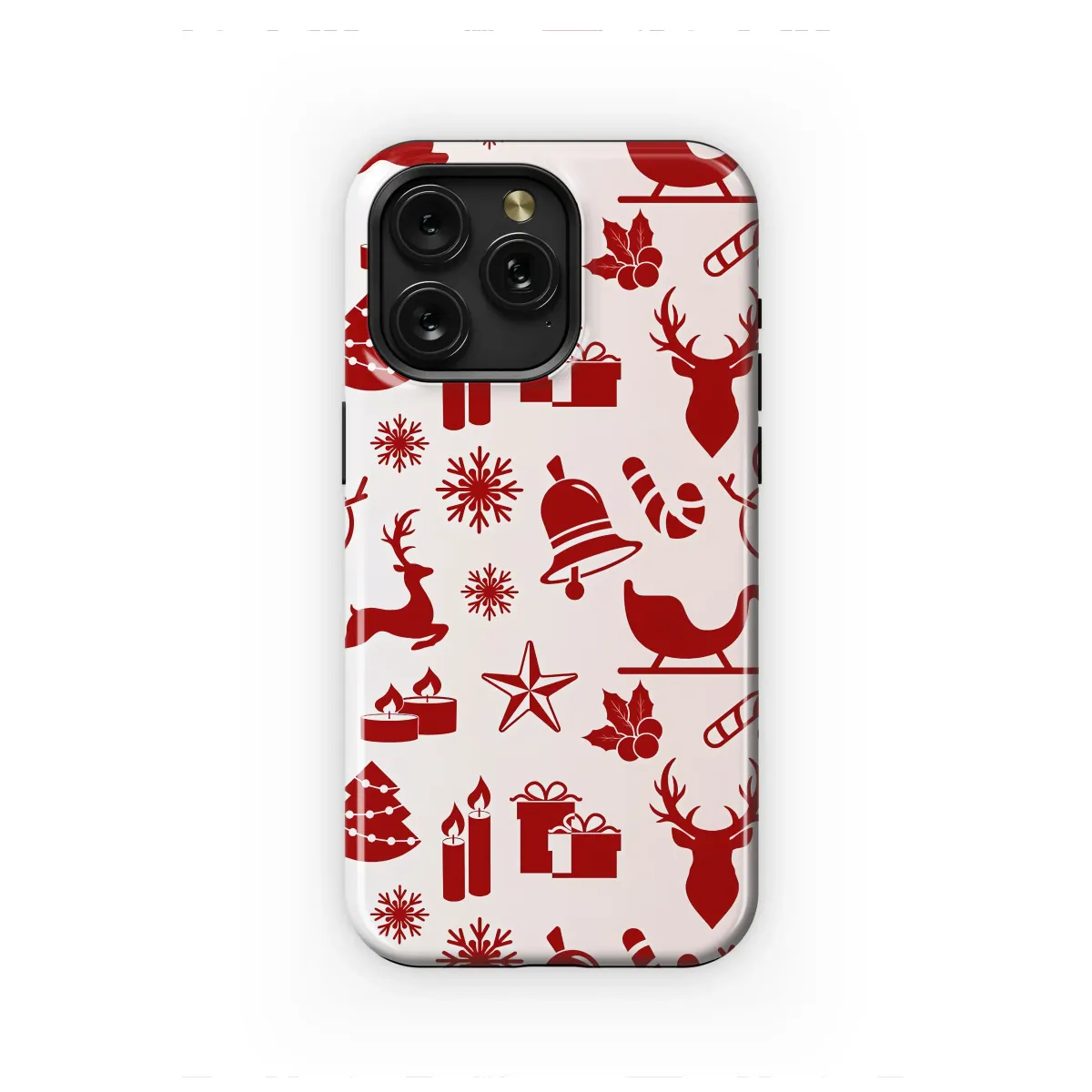 Festive Red Christmas Holiday Pattern Phone Case Cover for iPhone 17 Pro Max 16 15 Plus 14 13 Mini SE Samsung S25 S24 Google Pixel 10 9 8385 - Image 1