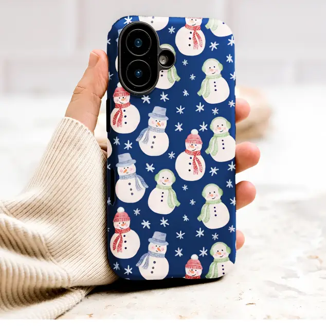 Festive Winter Snowman Watercolor Holiday Illustration Phone Case Cover for iPhone 17 Pro Max 16 15 13 Samsung S25 S24 Pixel 9156