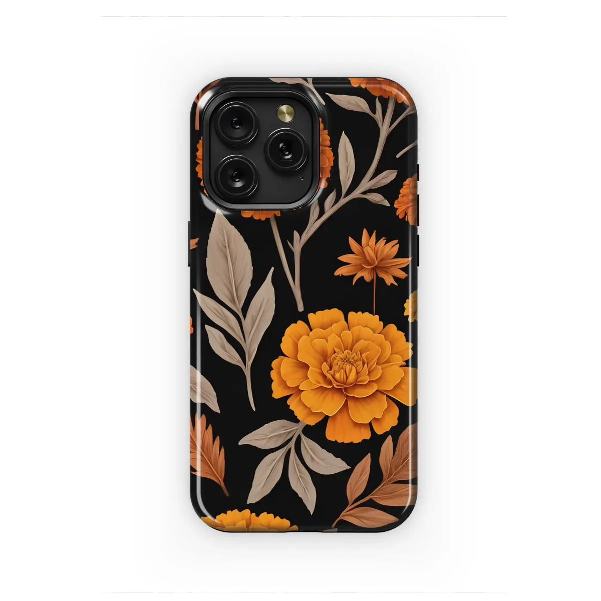 Fiery Marigold Midnight Garden Pattern Phone Case iPhone Samsung Cover Pixel 7101 - Image 1