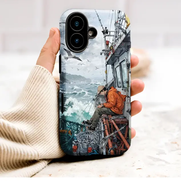 Fisherman At Sea Anime Illustration Phone Case Cover for iPhone 17 Pro Max 16 15 Plus 14 13 Mini SE Samsung S25 S24 Google Pixel 10 9 9171