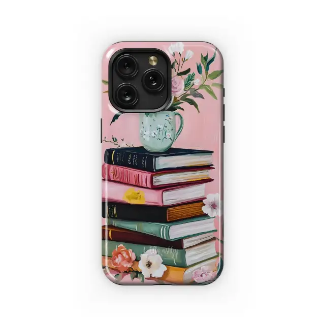 Floral Book Stack Delight Phone Case iPhone Samsung Cover Pixel 5079