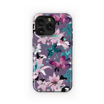 Floral Lilly Butterfly Lavender Duvet Phone Case iPhone Samsung Cover Pixel 3105 - Image 1