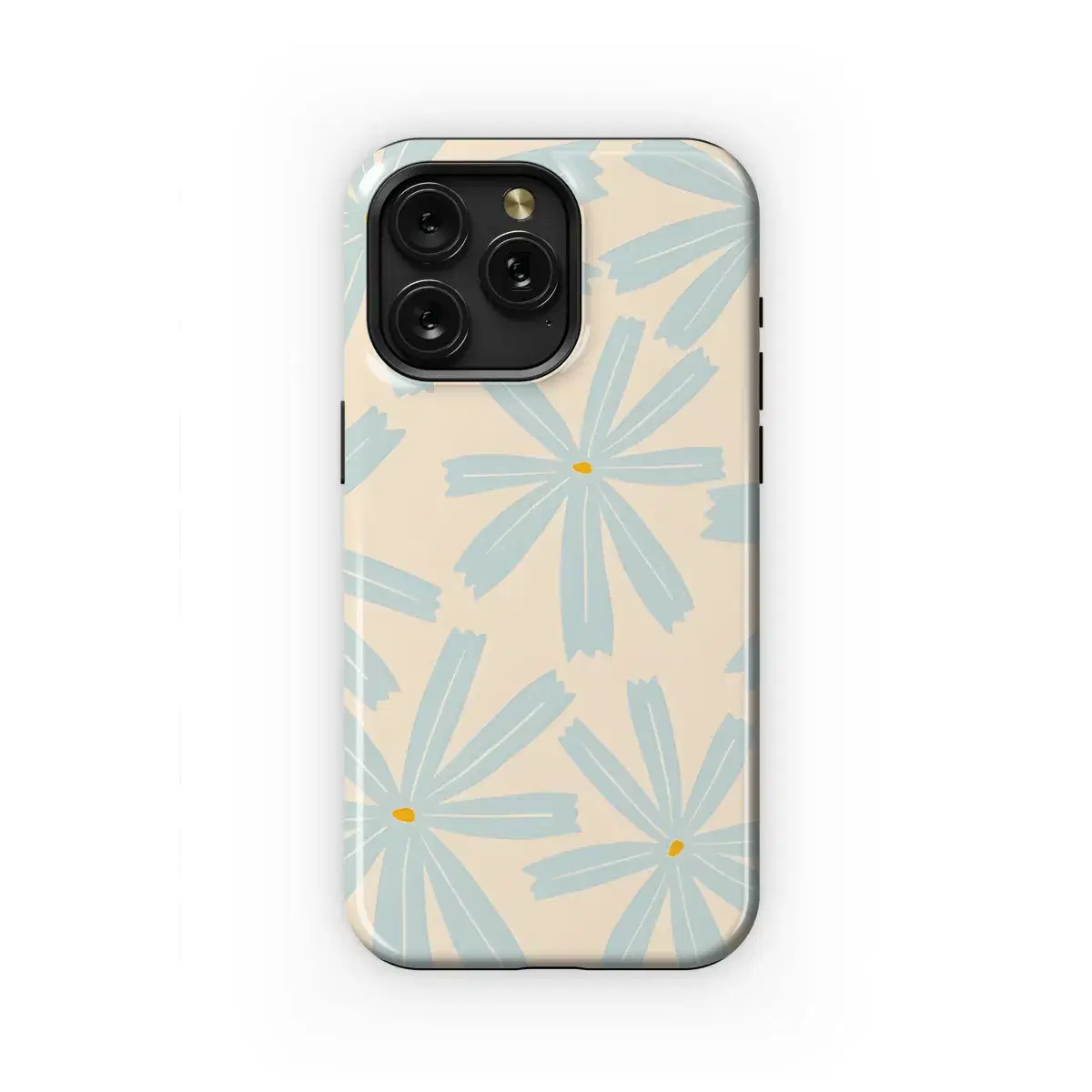 Floral Pattern Blue Flowers Cream Backdrop Phone Case iPhone Samsung Cover Pixel 2304 - Image 1