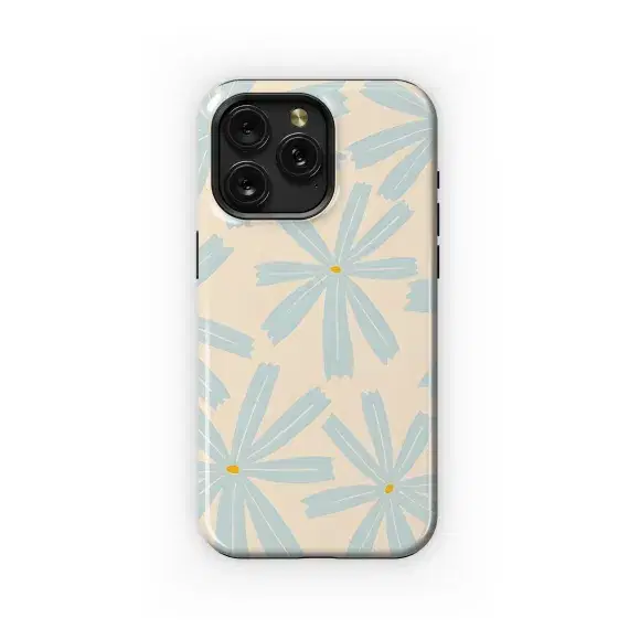 Floral Pattern Blue Flowers Cream Backdrop Phone Case iPhone Samsung Cover Pixel 2304 - Image 1