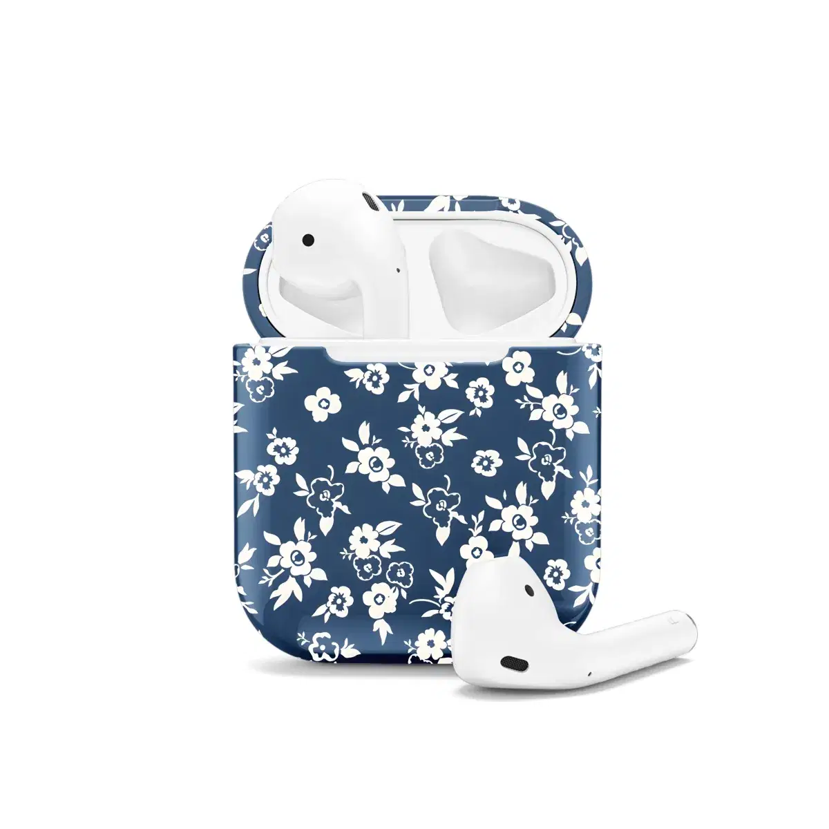 Floral Print Blue AirPods Case AirPods Pro AirPods Pro 2 AirPods 3 AirPods 2 Glossy 2361 - Image 1
