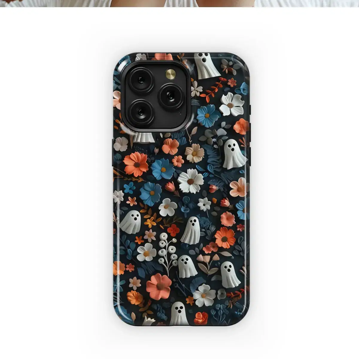 Floral Seamless Cute Ghosts Phone Case iPhone Samsung Cover Pixel 1700 - Image 1