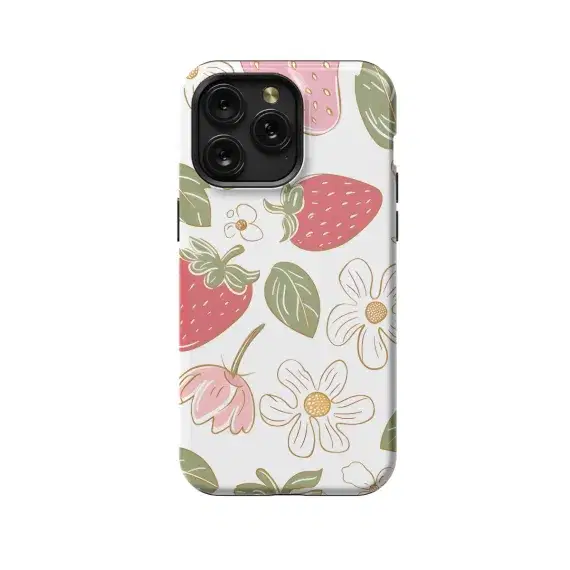 Floral Strawberry Phone Cover for iPhone Samsung Pixel 609 - Image 1
