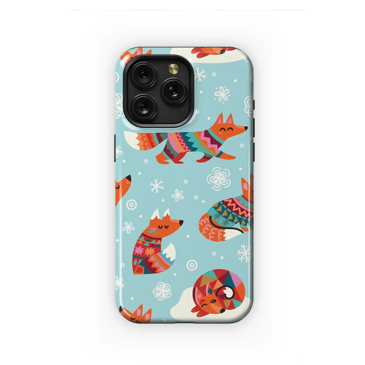 Folk Art Fox Phone Case, Whimsical Winter Woodland Animal Cover for iPhone Phone Case iPhone Samsung Cover Pixel 8148 - Image 1