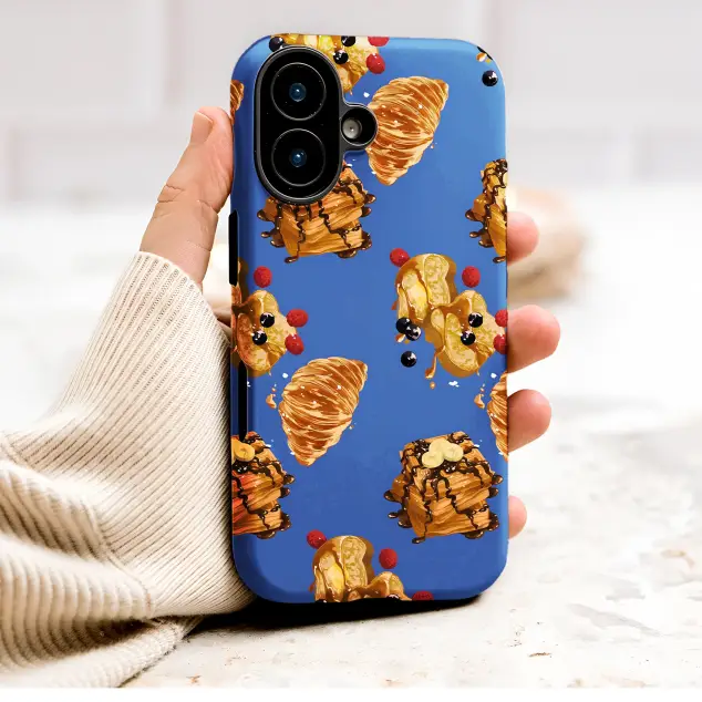 French Toast Croissant Breakfast Pattern Phone Case Cover for iPhone 17 Pro Max 16 15 Plus 14 13 Mini Samsung S26 S25 Google Pixel 10 9 9803