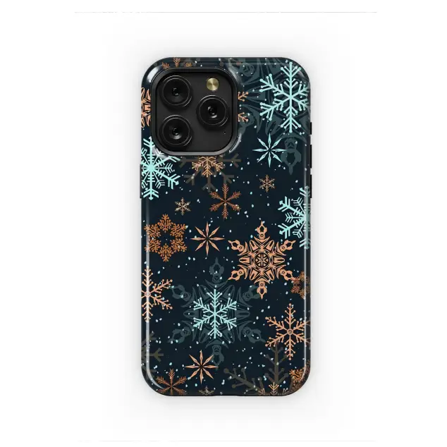 Frosted Teal and Copper Snowflakes Phone Case iPhone Samsung Cover Pixel 7994