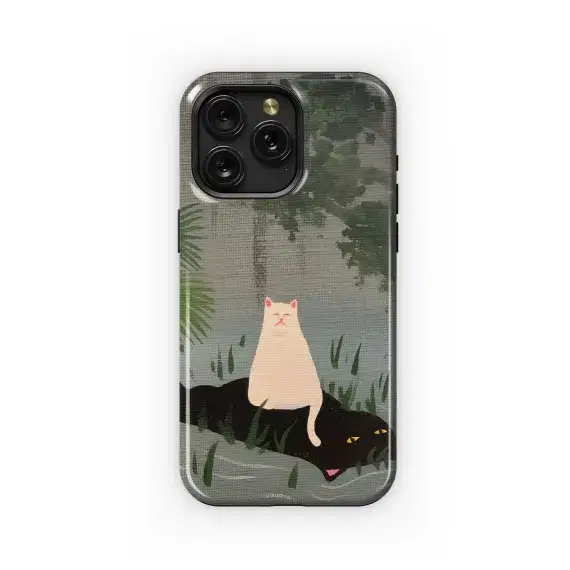 Funny Cat Floating in River Phone Case iPhone Samsung Cover Pixel 1954 - Image 1