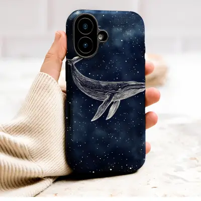 Galaxy Whale Starry Night Celestial Illustration Phone Case Cover for iPhone 17 Pro Max 16 15 13 Samsung S26 S25 Pixel 10094 - Image 1