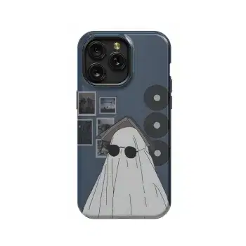 Ghost Spooky in Sunglasses Vinyl Phone Case iPhone Samsung Pixel & More - Image 1
