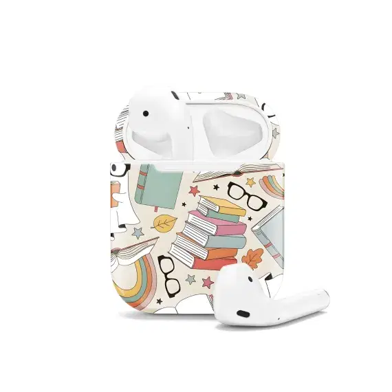 Glasses With Books Vector Seamless Pattern AirPods Case AirPods Pro AirPods Pro 2 AirPods 3 AirPods 2 Glossy 1787 - Image 1