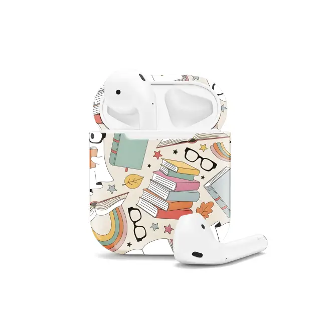 Glasses With Books Vector Seamless Pattern AirPods Case AirPods Pro AirPods Pro 2 AirPods 3 AirPods 2 Glossy 1787