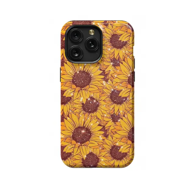 Glitter Effect Sunflower Phone Case iPhone Samsung Pixel & More 68