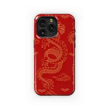 Golden Dragon Red Design Phone Case iPhone Samsung Cover Pixel 5176 - Image 1