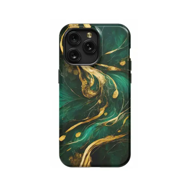 Golden Green Marble Wavy Phone Case iPhone Samsung Pixel & More