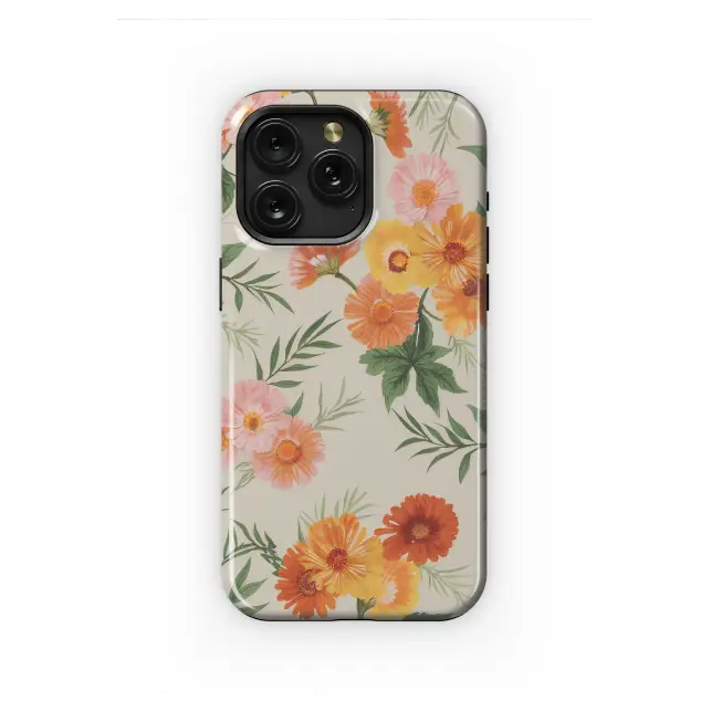 Golden Hour Marigold Garden Pattern Phone Case iPhone Samsung Cover Pixel 7151