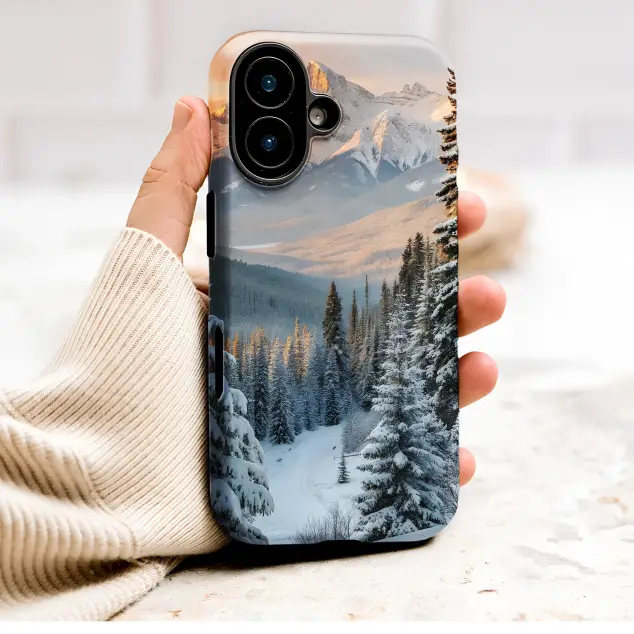 Golden Hour Snowy Mountain Landscape Phone Case Cover for iPhone 17 Pro Max 16 15 Plus 14 13 Mini SE Samsung S25 S24 Google Pixel 10 9 9015