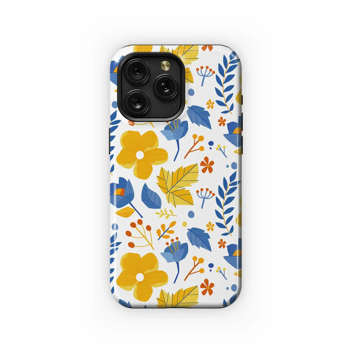 Golden Meadow Folk Floral Pattern Phone Case iPhone Samsung Cover Pixel 7926 - Image 1