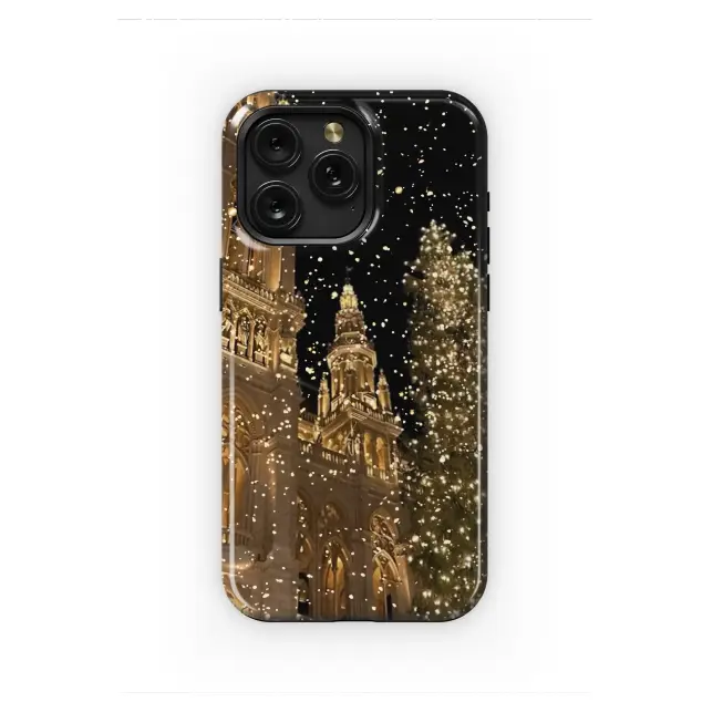 Golden Snowfall Vienna Christmas Design Phone Case Cover for iPhone 17 Pro Max 16 15 Plus 14 13 Mini Samsung S25 S24 Google Pixel 10 9 8846